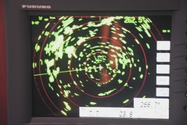 Radar bildet idet vi nærmer os det østre innløpet til Singapore